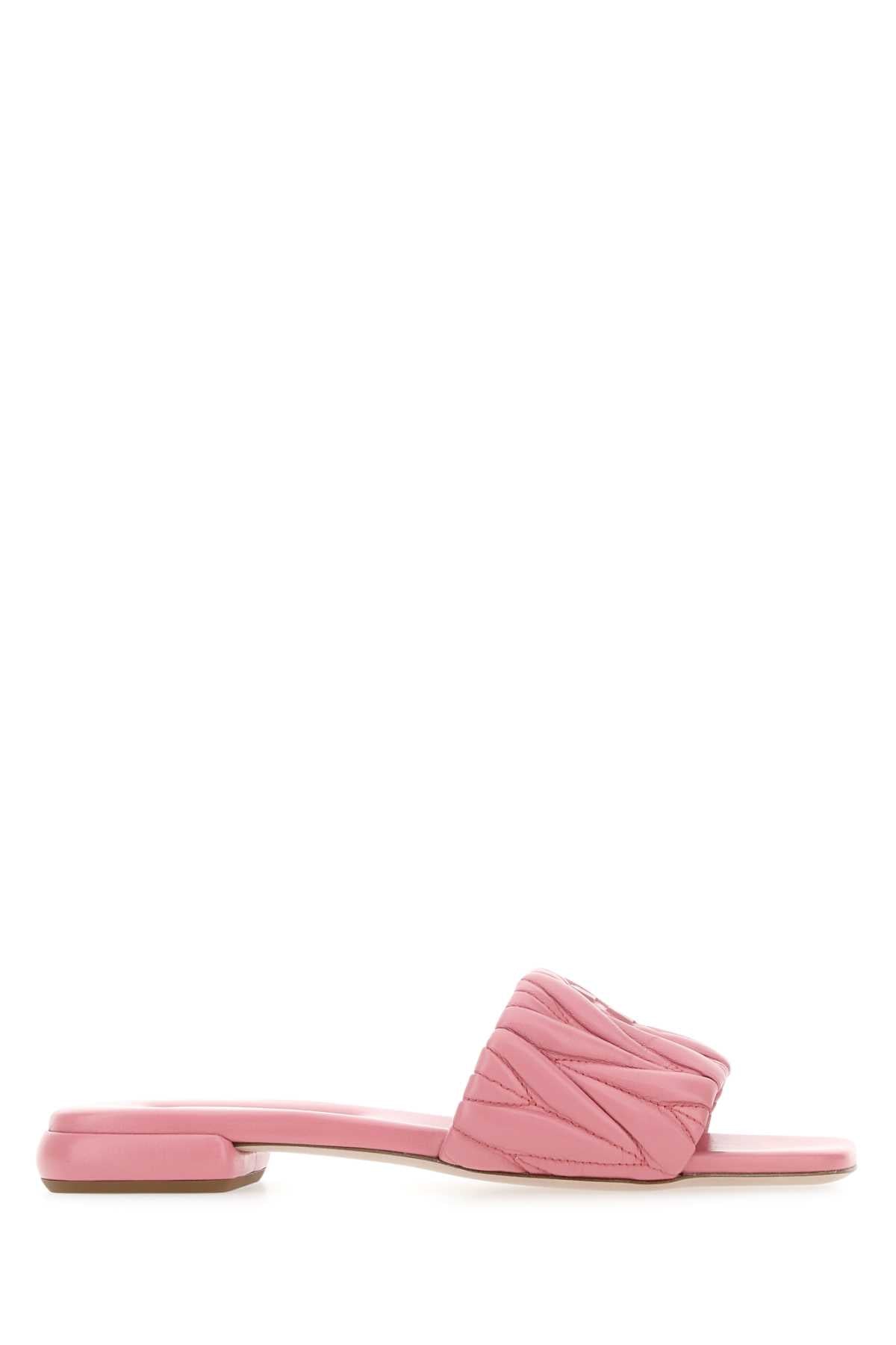 MIU MIU Luxurious Nappa Leather Mini Slippers for Women