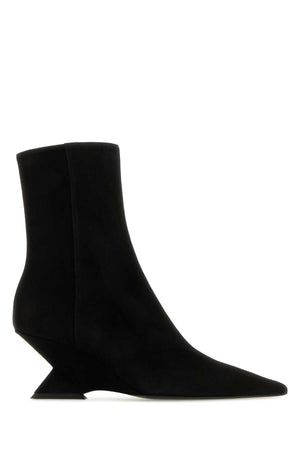 THE ATTICO Chic Black Suede Ankle Boots with 6 cm Heel