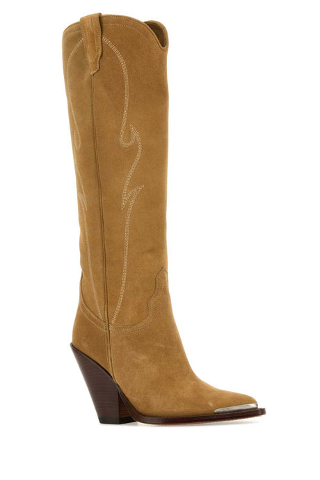 SONORA Elevated Camel Suede Rancho Boots with 8 cm Heel