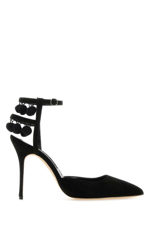 MANOLO BLAHNIK Elegant Black Suede Pumps with 10.5 cm Heel