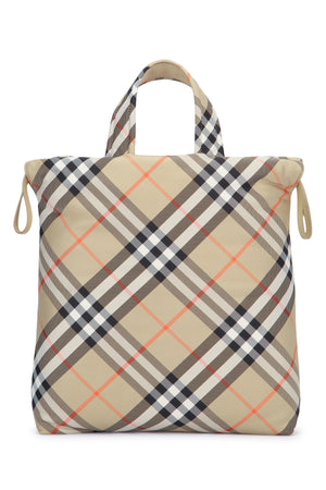 BURBERRY JR Mini Drawstring Check Tote Handbag