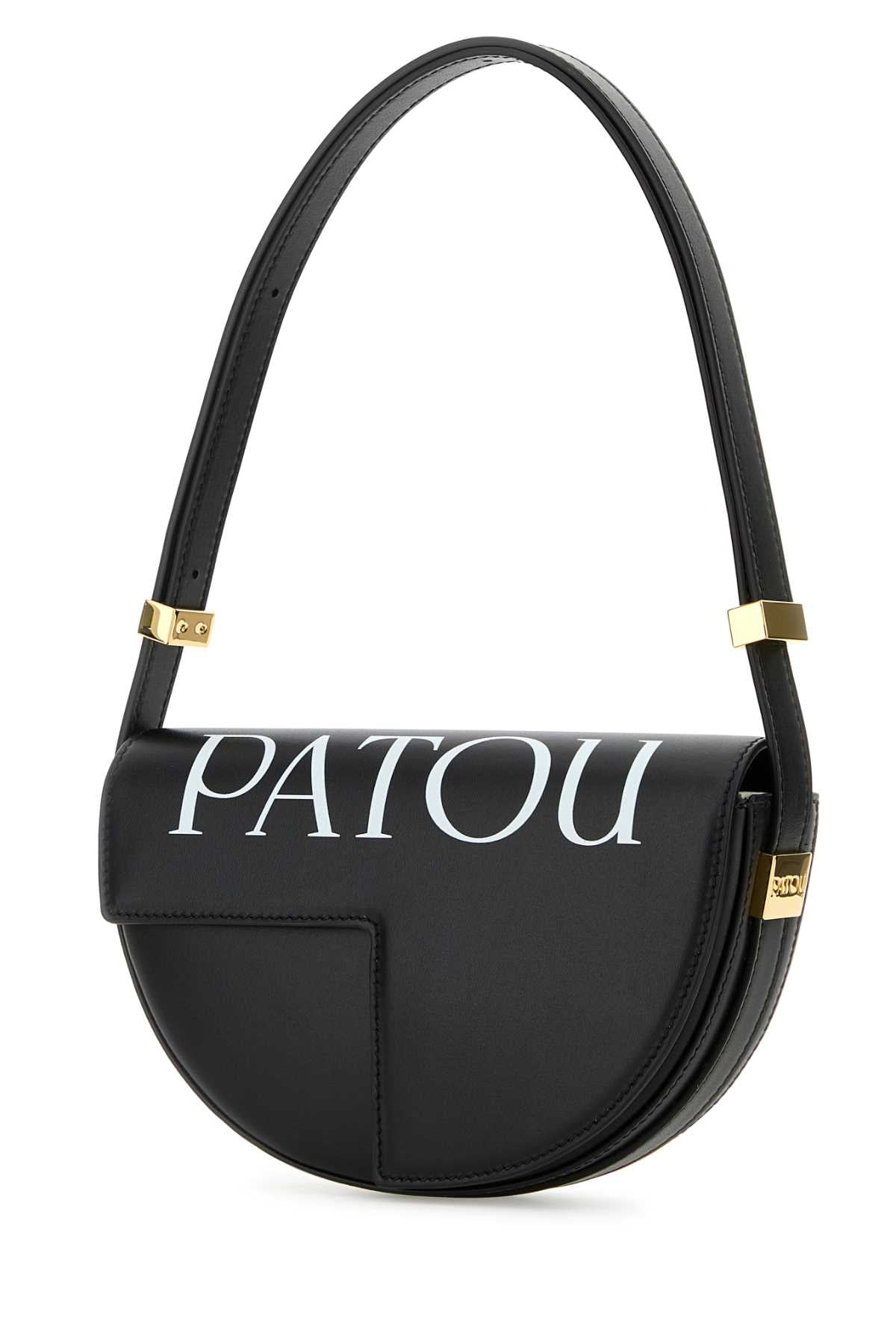 PATOU Mini Black Leather Shoulder Handbag