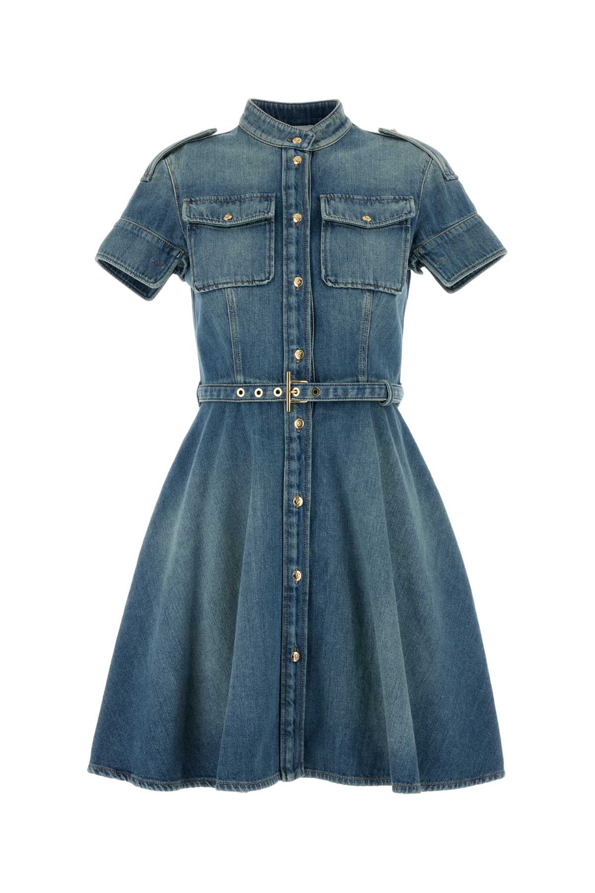 ALEXANDER MCQUEEN Light Blue Denim Mini Shirt Dress