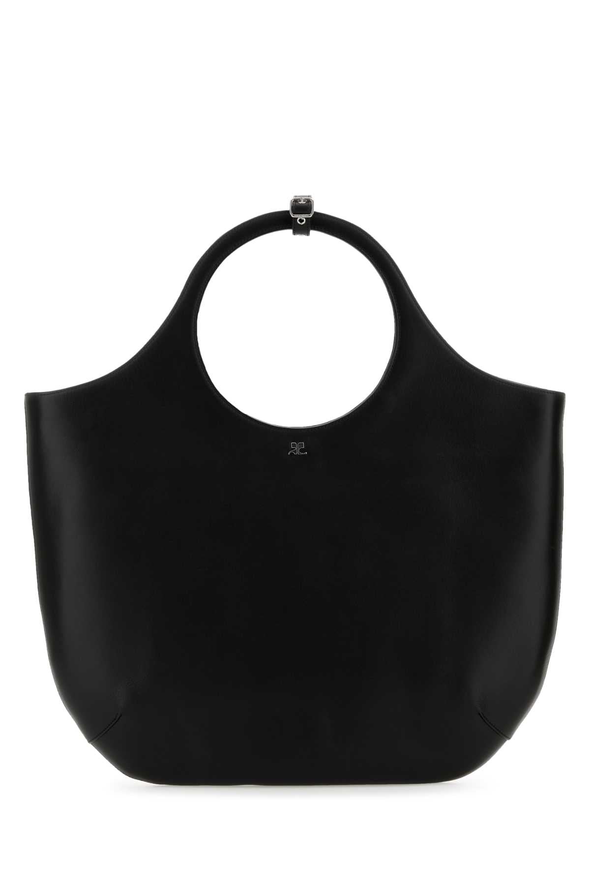 COURREGES Chic Black Leather Large Holy Handbag - 48 cm x 33 cm