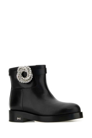 MACH&MACH Galaxy Black Leather Ankle Boots