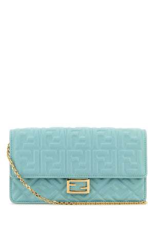 FENDI Mini Light Blue Nappa Leather Baguette Wallet