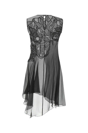 ALBERTA FERRETTI Elegant Black Mesh and Lace Blouse