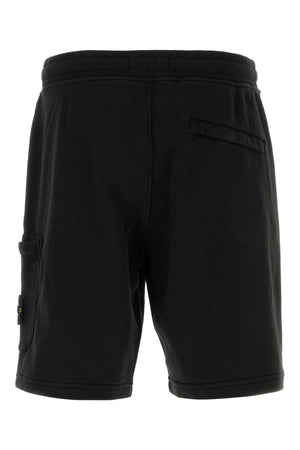 STONE ISLAND Men's Black Cotton Bermuda Shorts