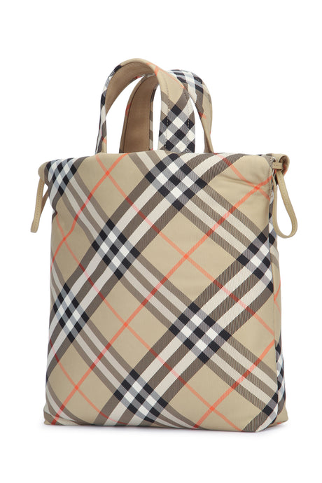 BURBERRY JR Mini Drawstring Check Tote Handbag