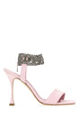 MANOLO BLAHNIK Pastel Pink Suede Elevated Sandals - 10.5 cm Heel Height