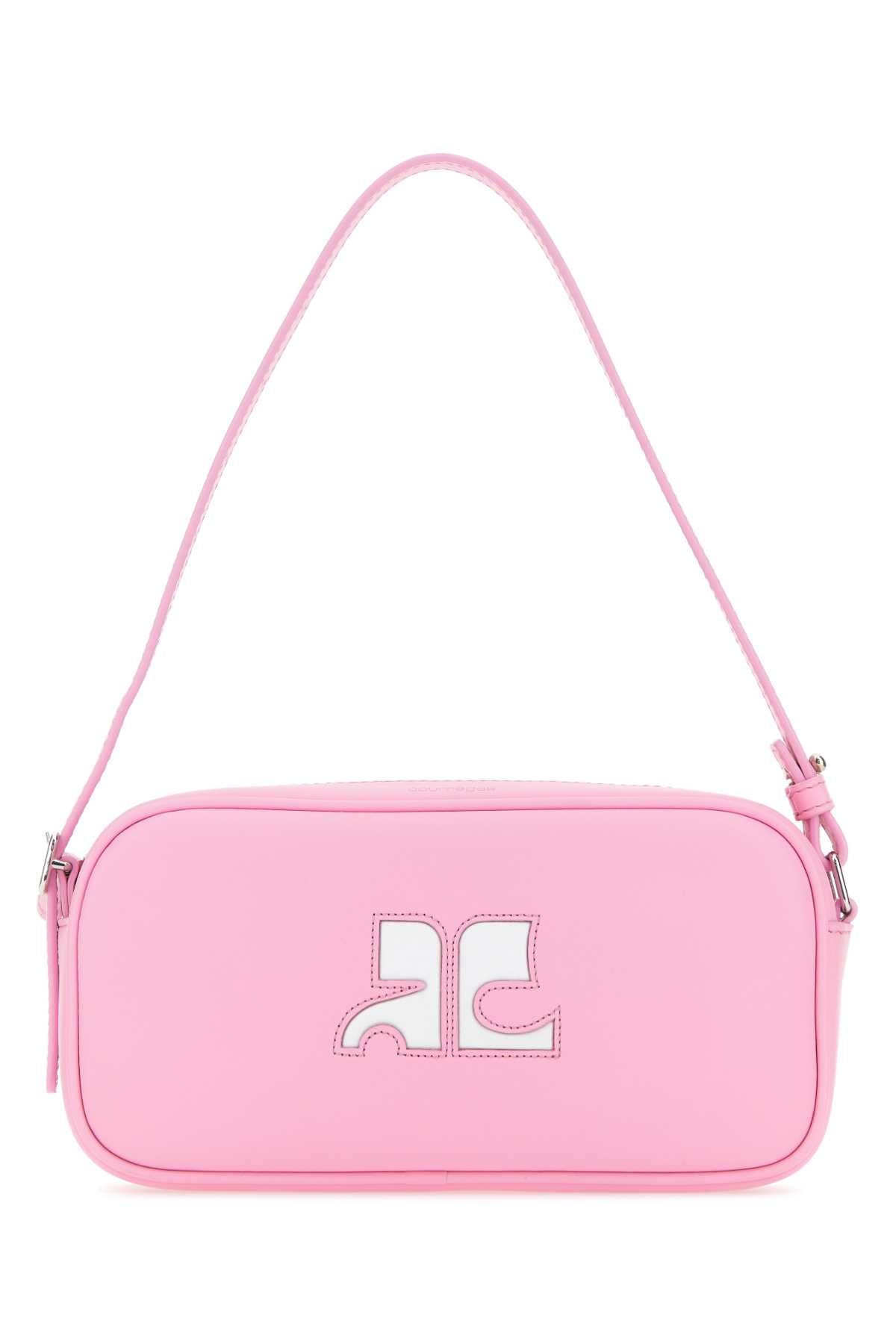 COURREGES Mini Pink Leather Shoulder Handbag