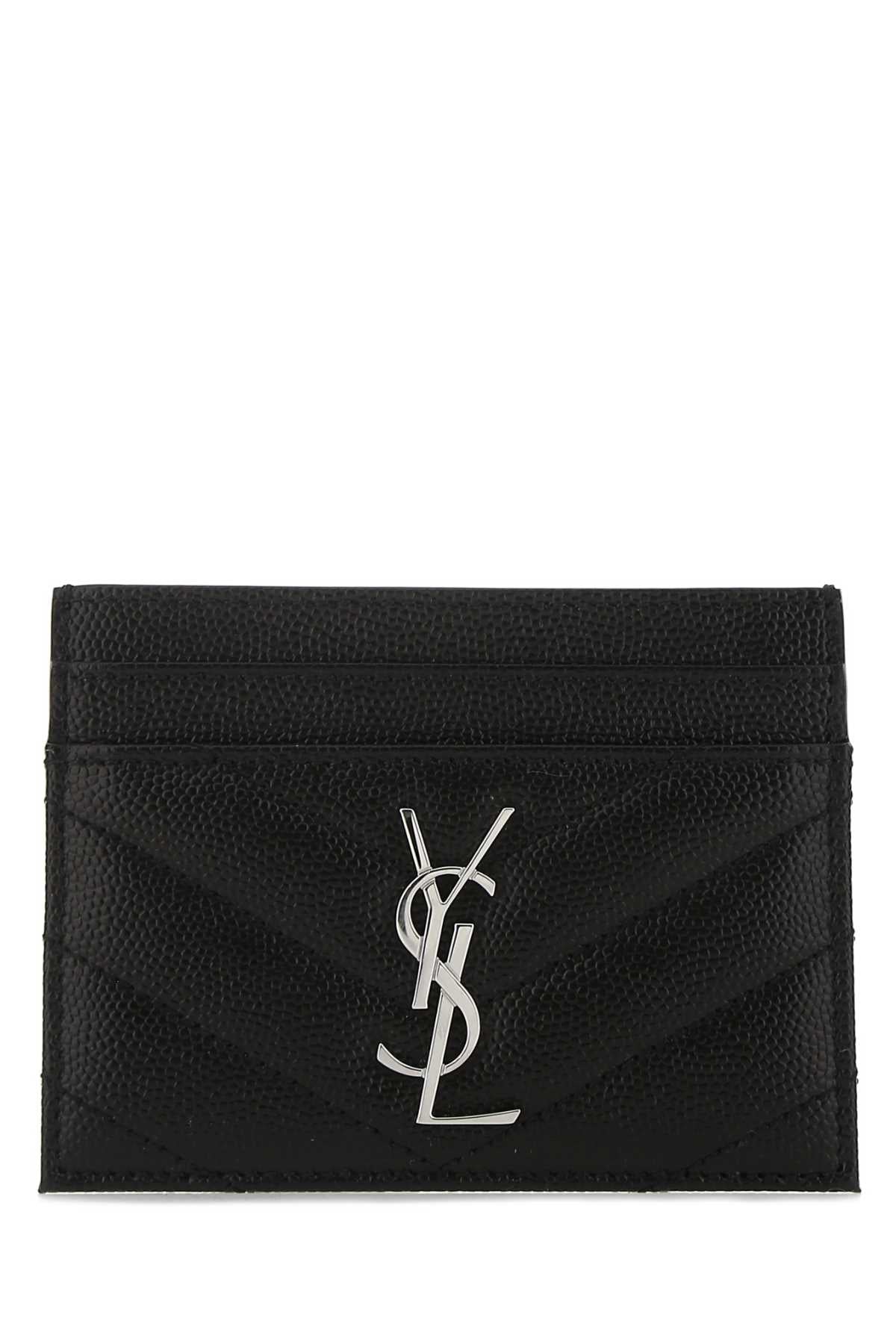 SAINT LAURENT Mini Black Leather Card Holder