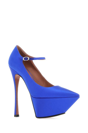 AMINA MUADDI Electric Blue Satin Yigit Pumps - 16cm Heel Height