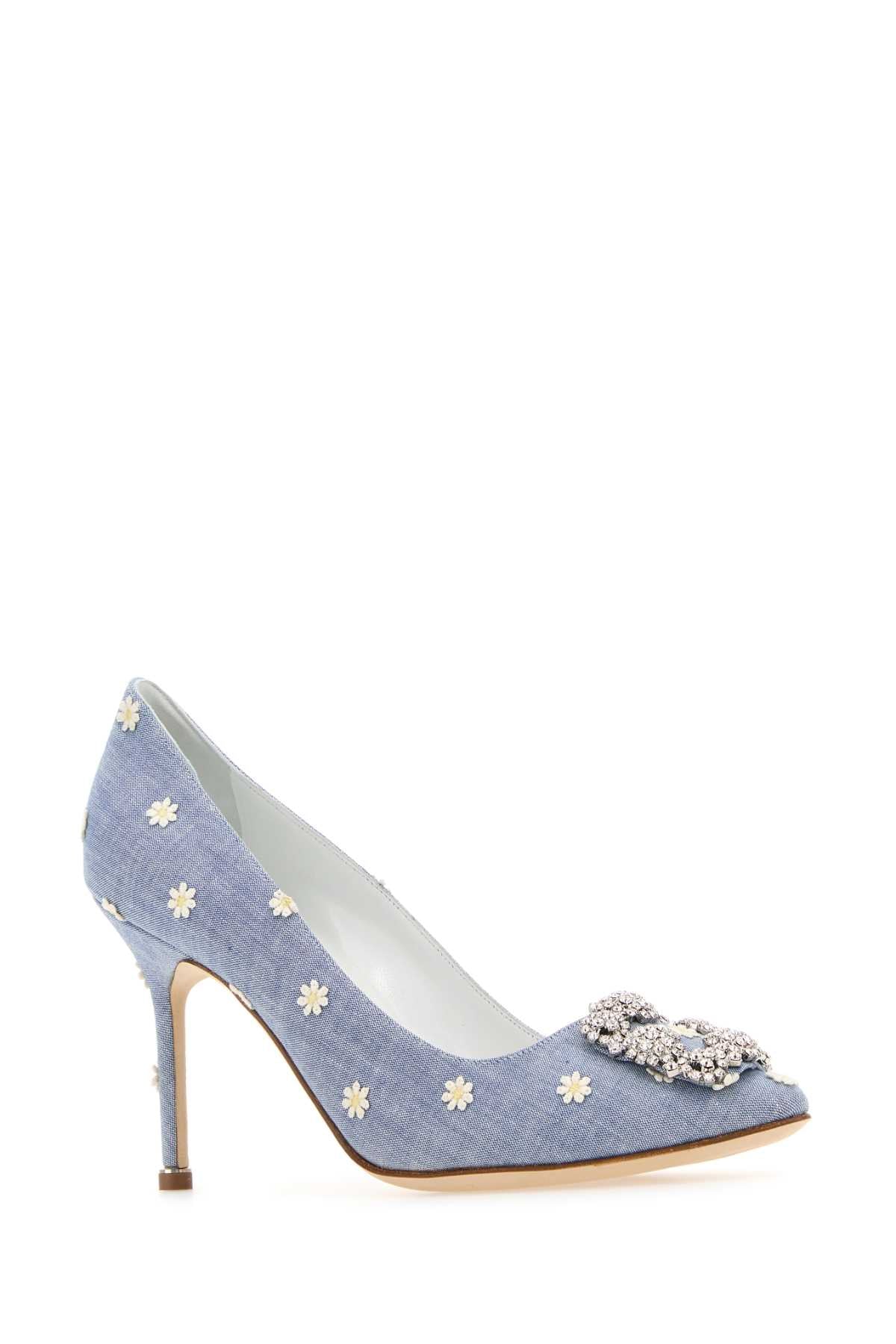 MANOLO BLAHNIK Embroidered Fabric Hangisi Pumps - 9 cm Heel