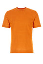 ZEGNA Linen Crew Neck T-Shirt for Men - Orange