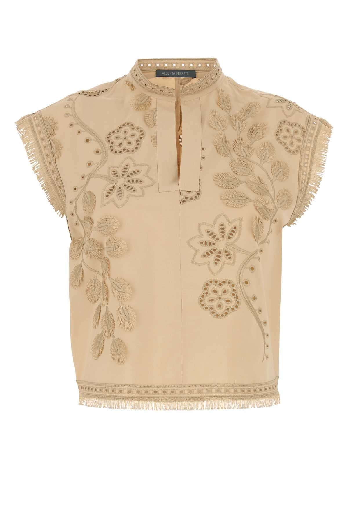 ALBERTA FERRETTI Chic Beige Polyester Blend Top for Women