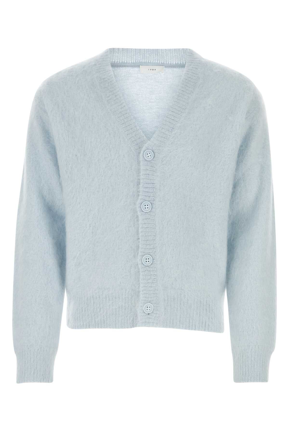 1989 STUDIO Light Blue Mohair Blend Cardigan for Men