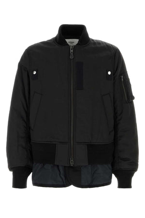 SACAI Stylish Black Rayon Blend Bomber Jacket for Men