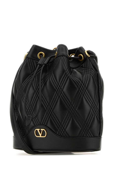 VALENTINO GARAVANI Quilted Leather Bucket Handbag - 24.5 cm Width