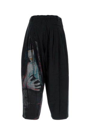 YOHJI YAMAMOTO Black Cotton Pant for Men - 24W Season