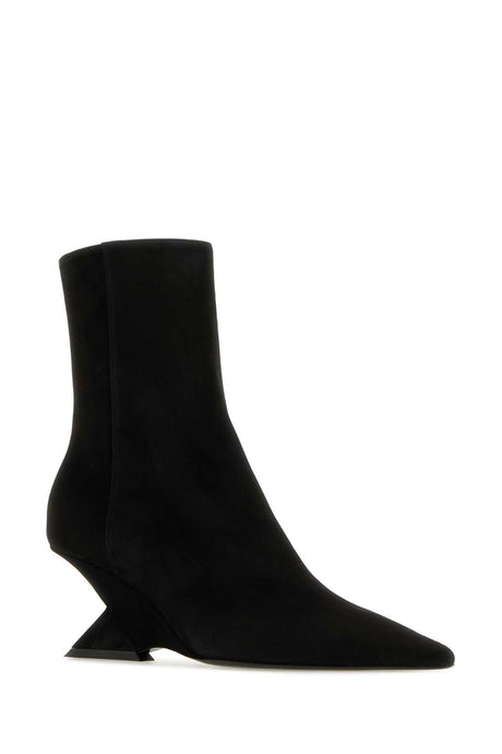 THE ATTICO Chic Black Suede Ankle Boots with 6 cm Heel