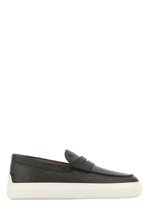 TOD'S Men's Charcoal Leather Loafers