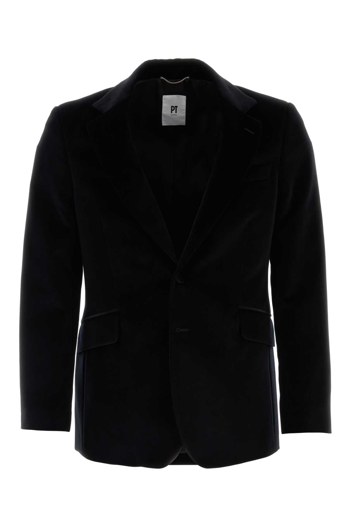 PT TORINO Classic Black Wool Blazer for Men