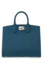 SALVATORE FERRAGAMO Medium Studio Box Handbag - Teal Green Leather