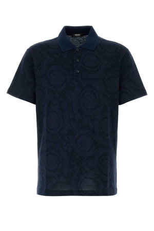 VERSACE Printed Piquet Polo Shirt