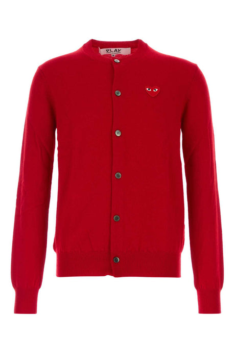 COMME DES GARCONS PLAY Wool Cardigan for Men - Classic Red Style