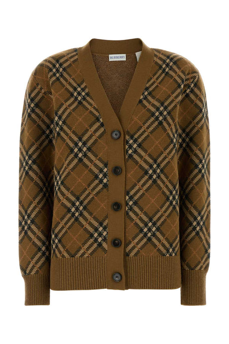 BURBERRY Checked Embroidered Wool Blend Cardigan for Women