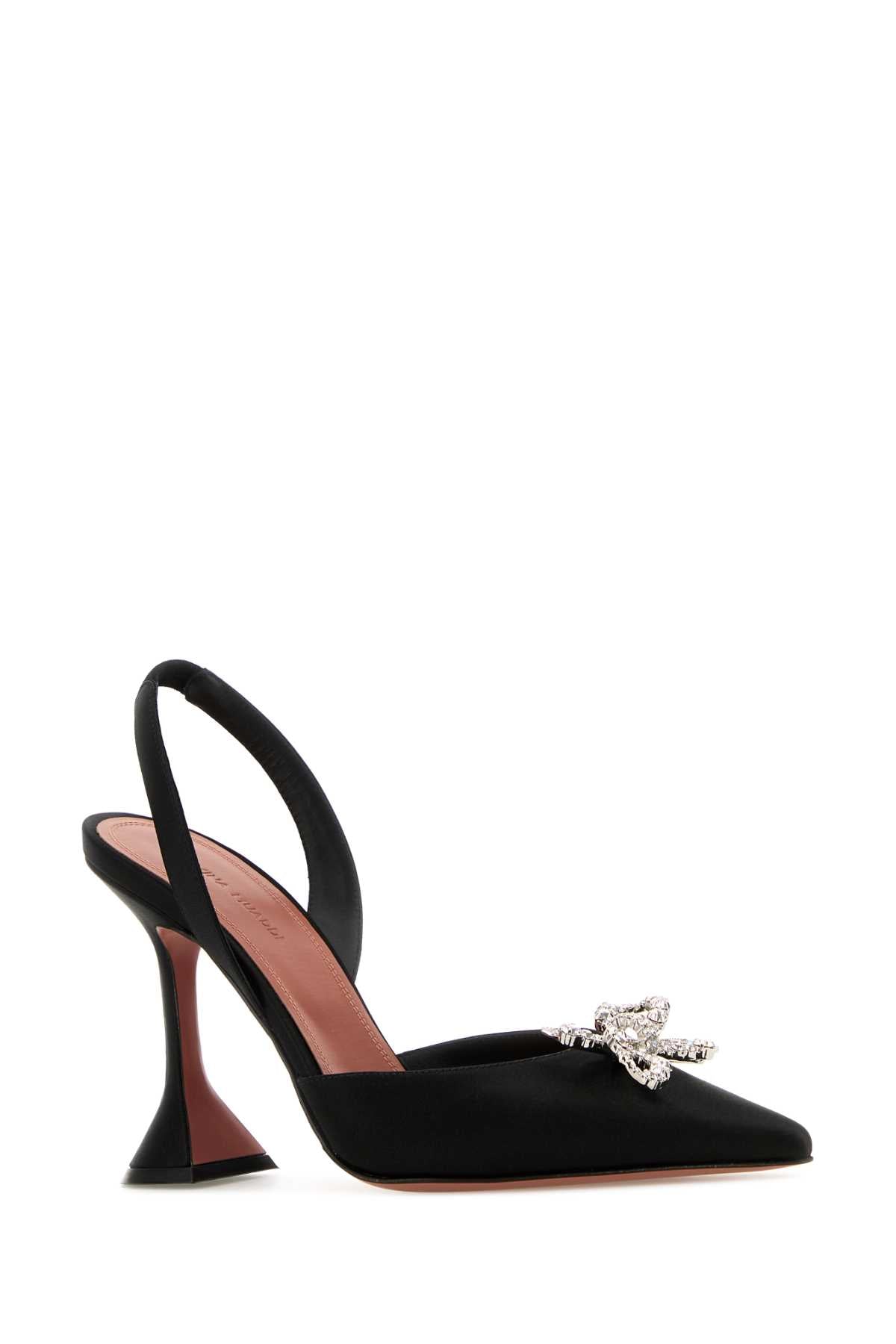 AMINA MUADDI Elegant Black Satin Rosie Pumps with 9.5 cm Heel