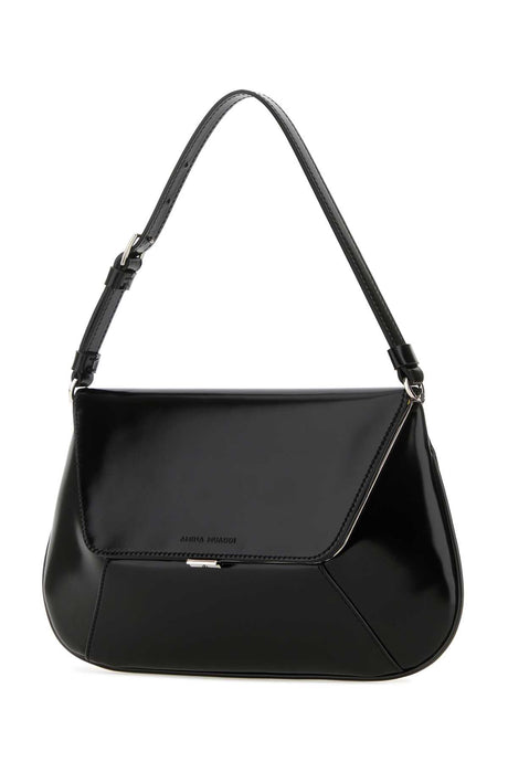 AMINA MUADDI Chic Mini Black Leather Shoulder Handbag