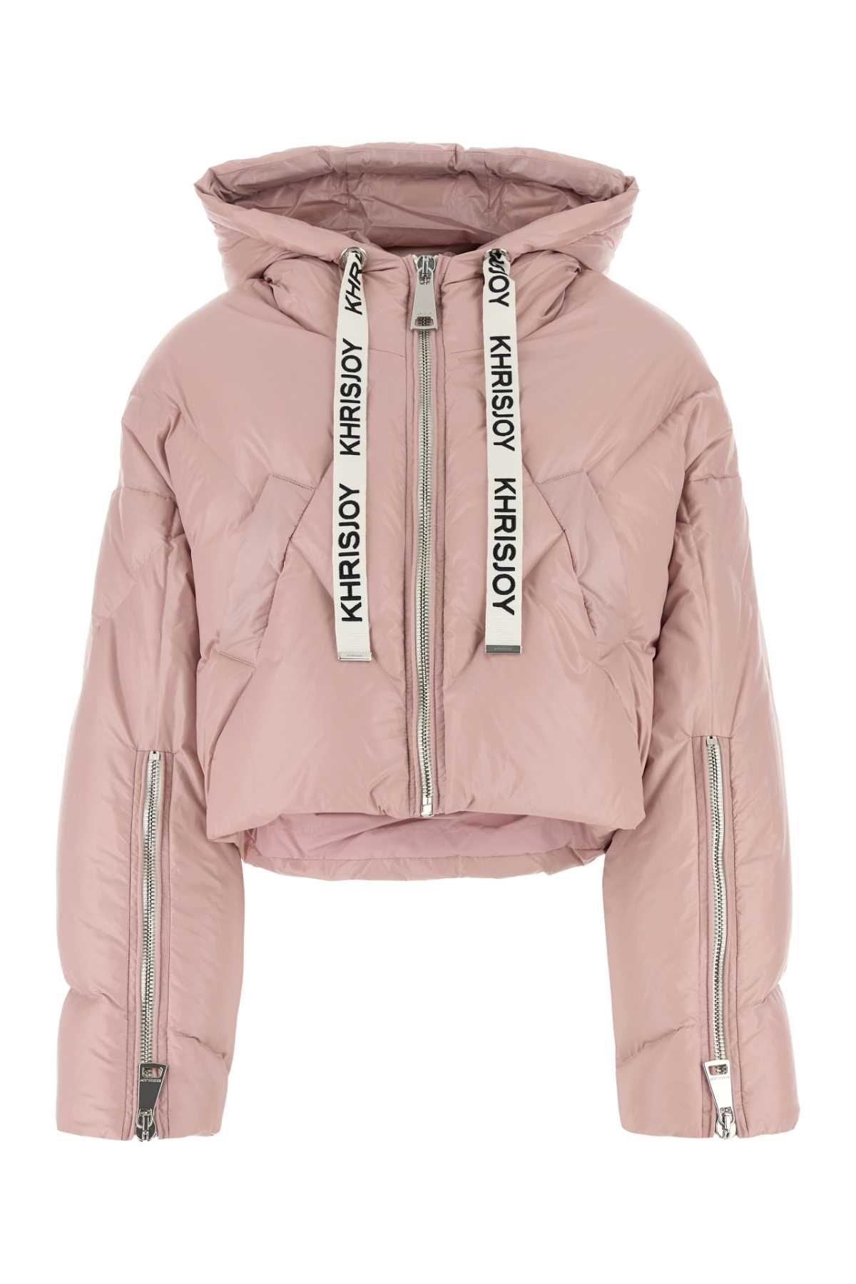 KHRISJOY Pastel Pink Mini Down Jacket for Women