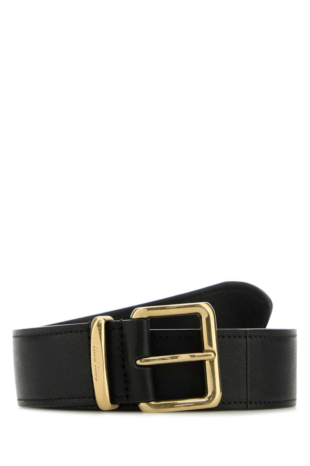 MIU MIU Chic Black Nappa Leather Belt - 3.5 cm Height