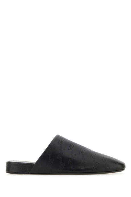 BALENCIAGA Black Leather Slippers