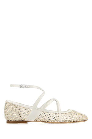 JIMMY CHOO Embellished Mesh Ballerinas