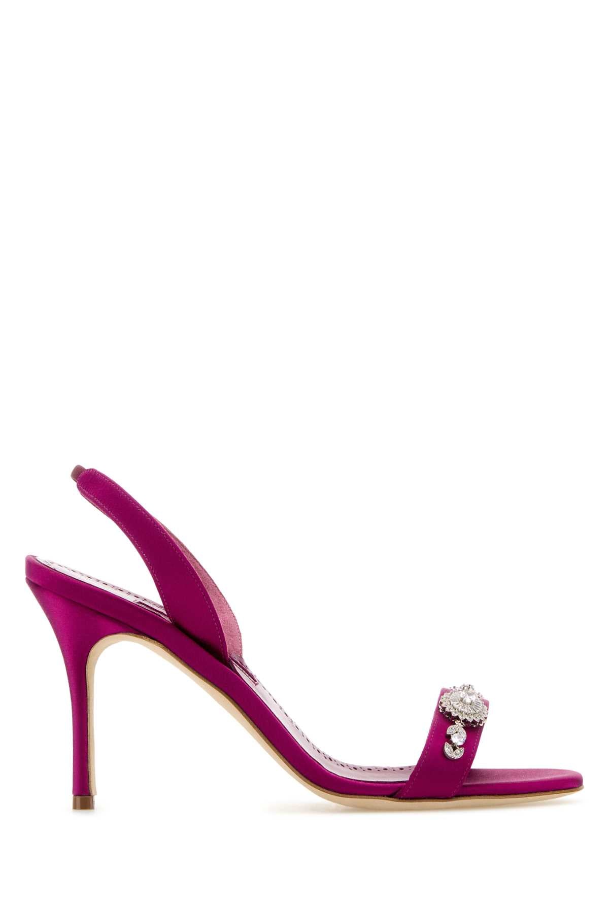 MANOLO BLAHNIK Elegant Satin Mini Sandals with 9 cm Heel Height