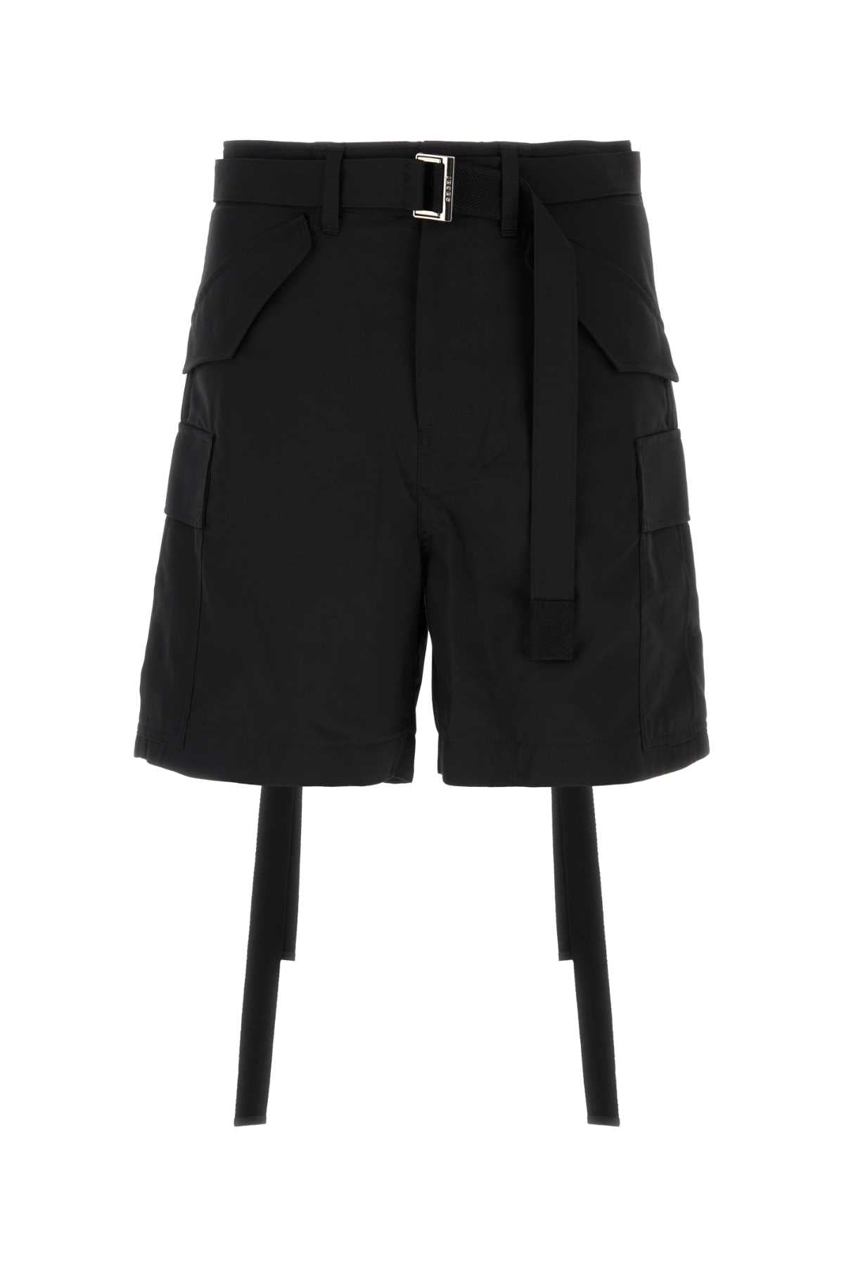 SACAI Sleek Black Polyester Blend Shorts for Men