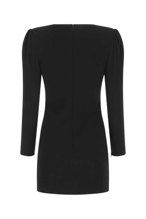 SAINT LAURENT Elegant Black Crepe Mini Dress