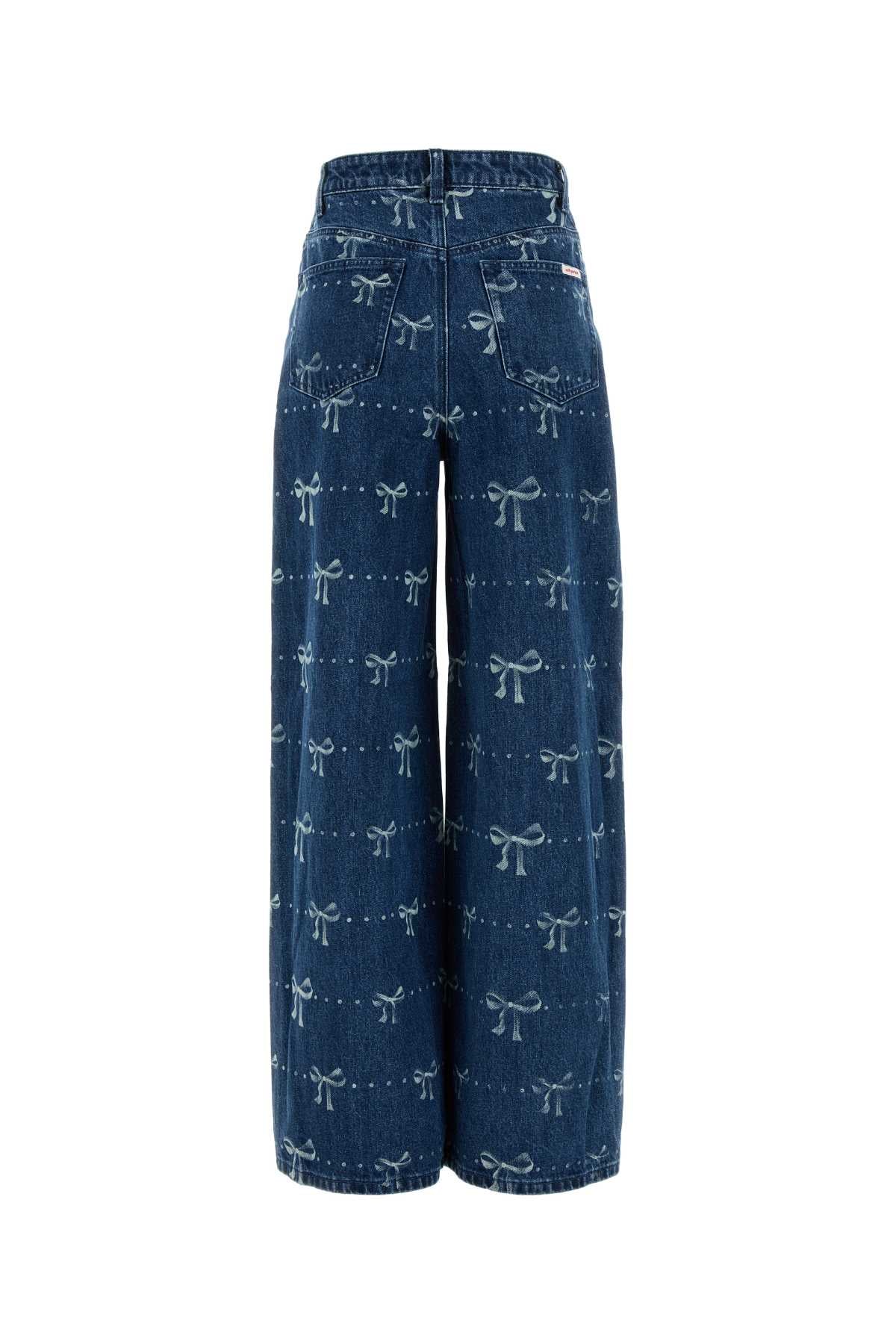 SELF PORTRAIT Printed Wide-Leg Jeans