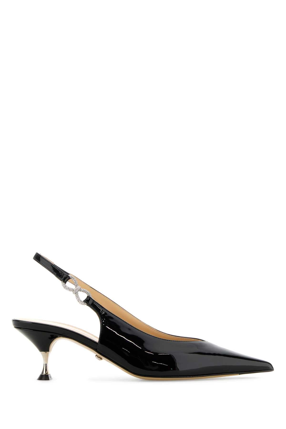 MACH&MACH Elegant Black Leather Crystal Bow Pumps - 5.5 cm Heel Height