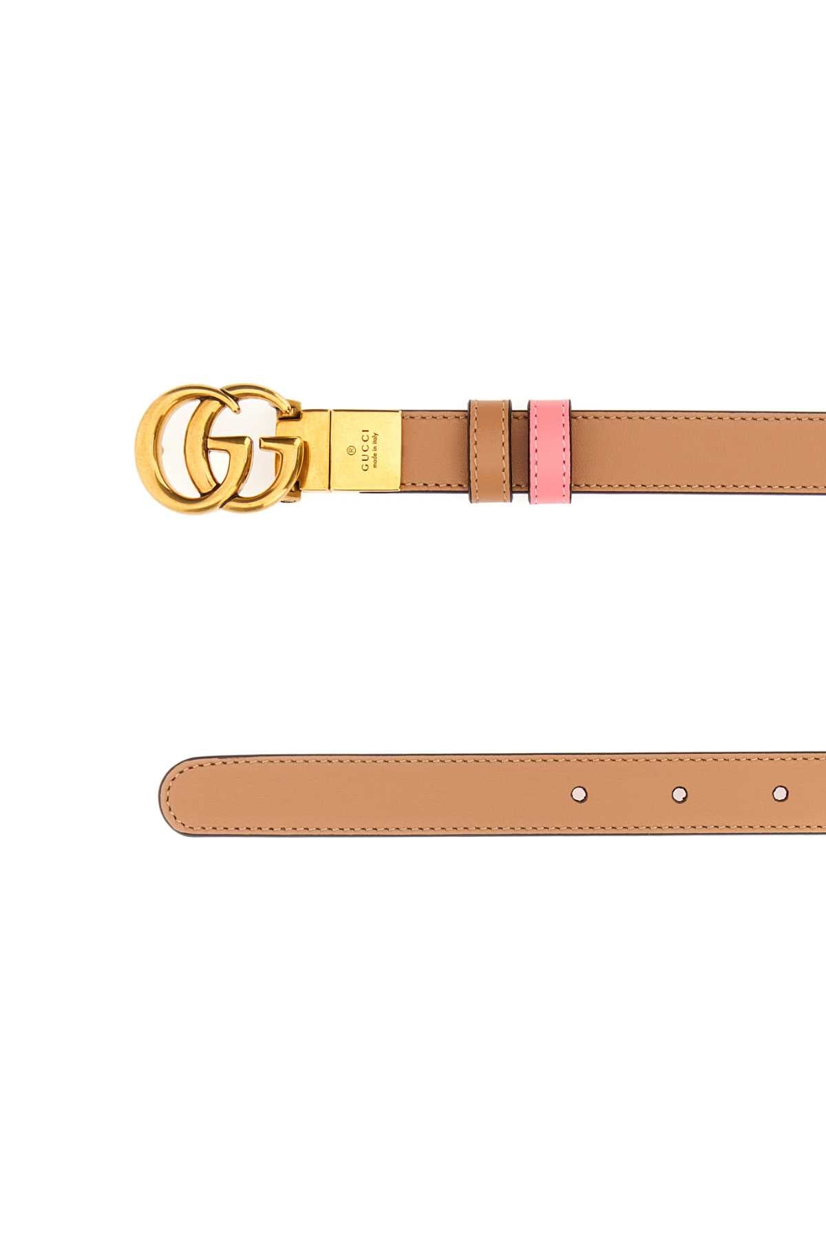 GUCCI Reversible Pink Leather GG Marmont Belt - Height: 2 cm