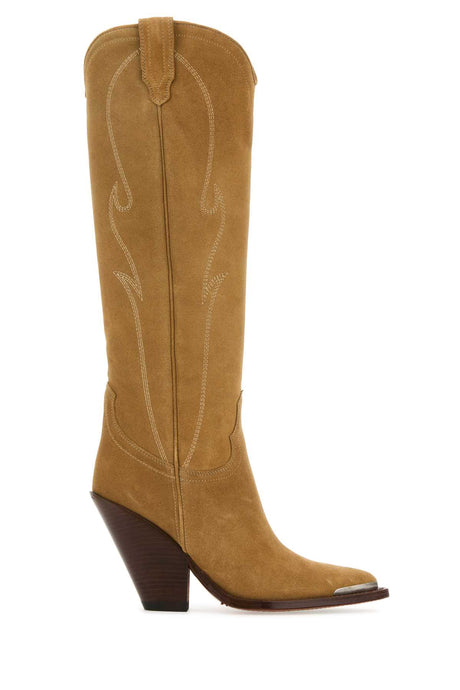 SONORA Elevated Camel Suede Rancho Boots with 8 cm Heel