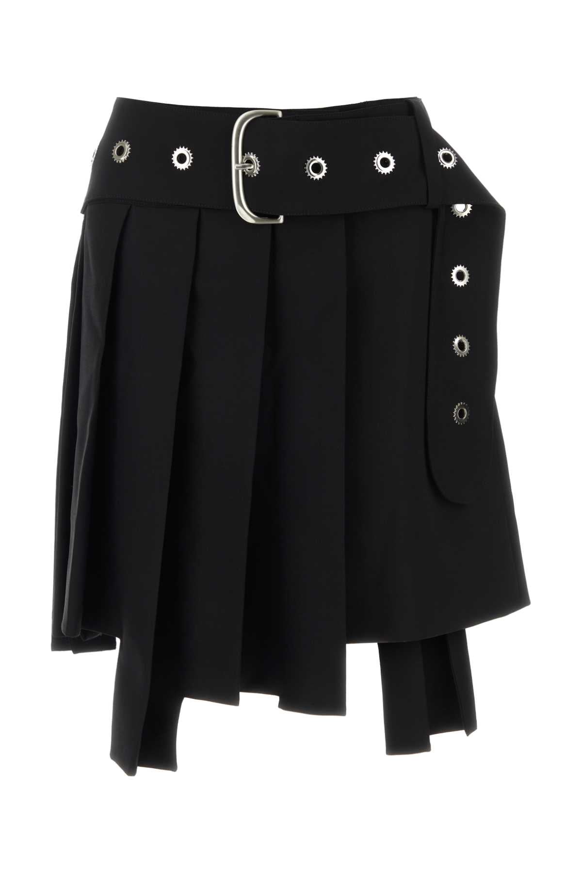 OFF WHITE Daring Black Stretch Wool Mini Skirt