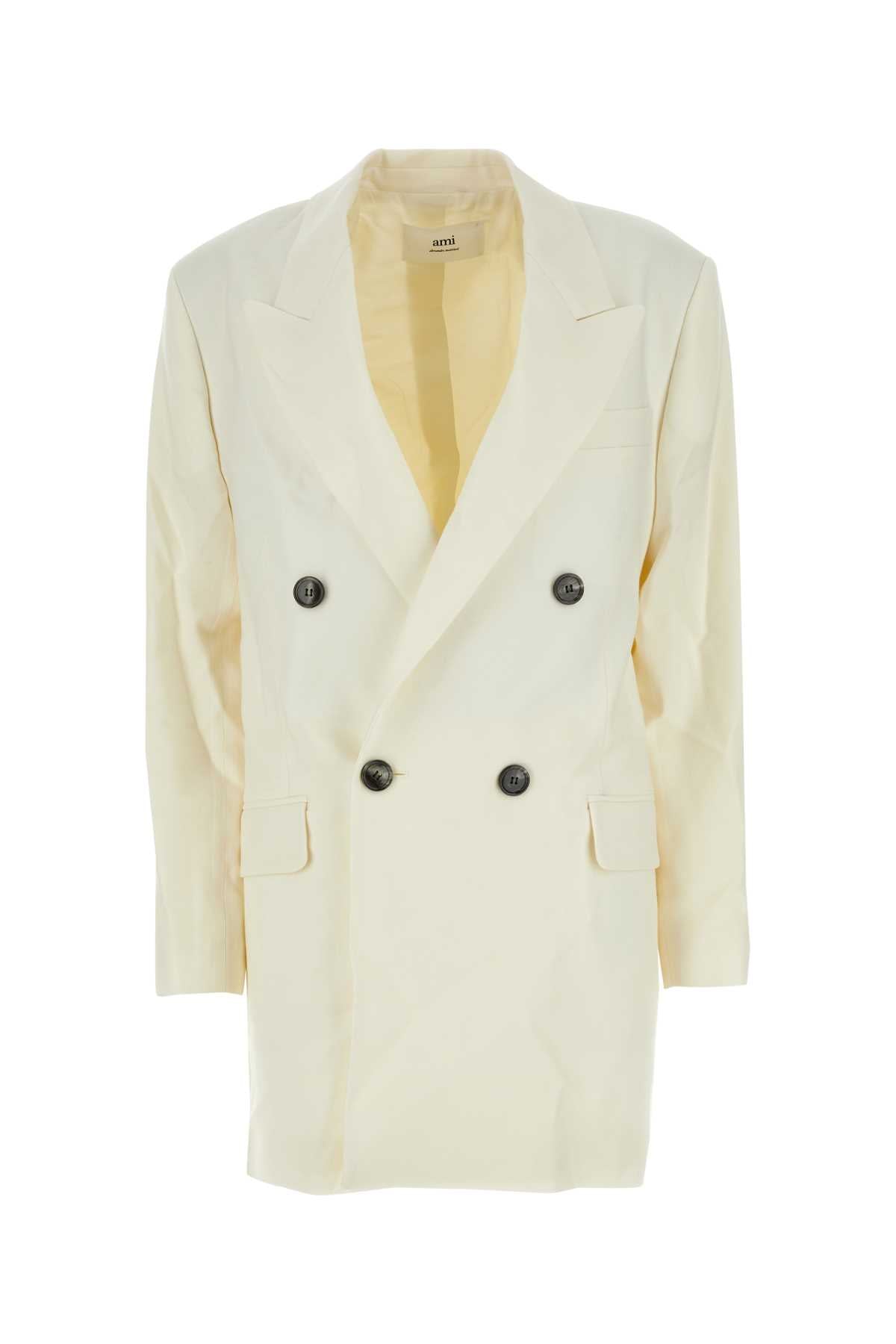 AMI Ivory Wool Oversized Blazer for Women