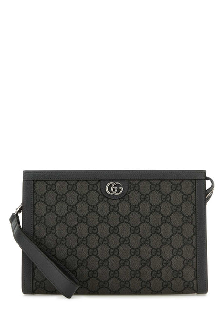 GUCCI Luxury Grey GG Supreme Fabric Mini Clutch