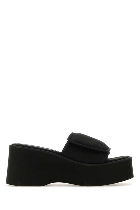 COURREGES Black Stretch Polyester Blend Platform Slippers, 7.5 cm