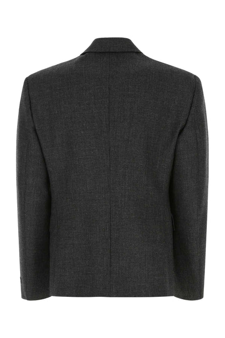 PRADA Elegant Dark Grey Wool Blazer for Men