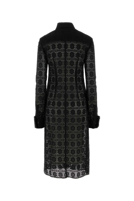 SPORTMAX Elegant Black Lace Shirt Dress